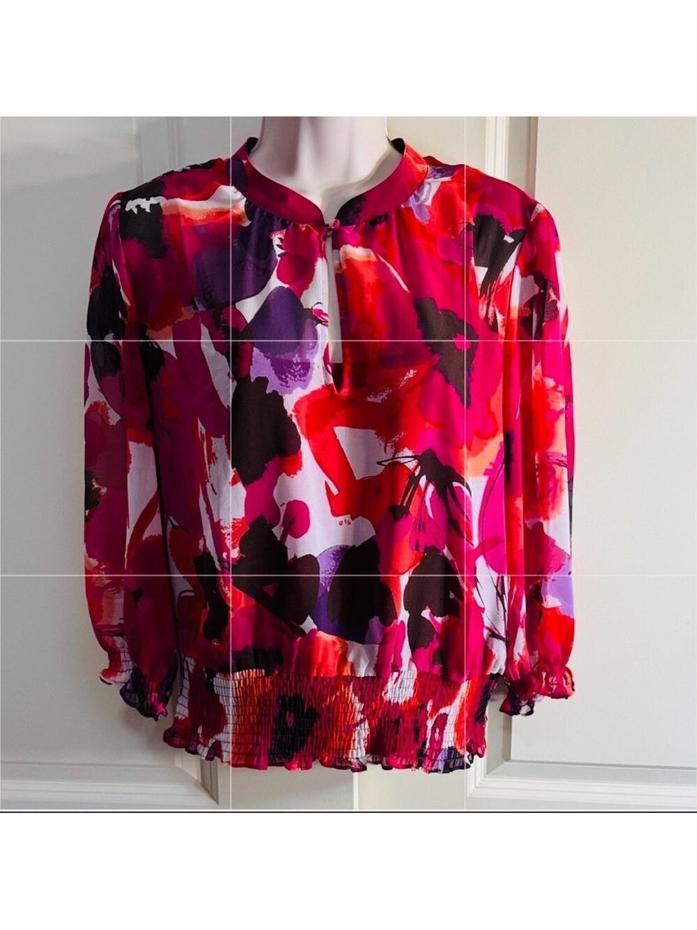 a.n.a Vibrant Floral Blouse - Pink, Purple, Red, Black Medium